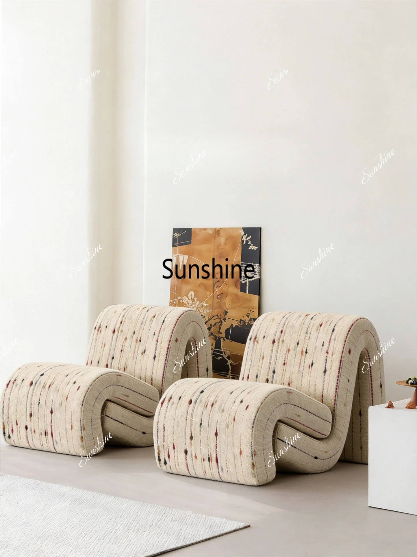 Nordic light luxury curved sofa living room single back chair
Nordic light luxury curved sofa living room single back chair