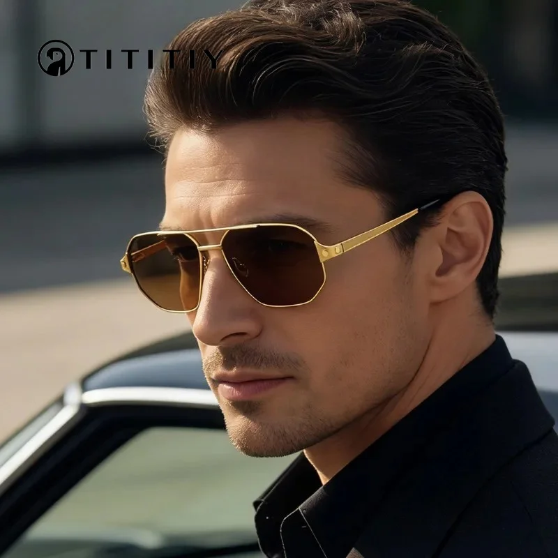New Ultra-Light Pure Titanium Square Pilot Double Bridge Sunglasses Men's Big Face Fashion Driving Polarized Sun Glasses UV400
New Ultra-Light Pure Titanium Square Pilot Double Bridge Sunglasses Men's Big Face Fashion Driving Polarized Sun Glasses UV400