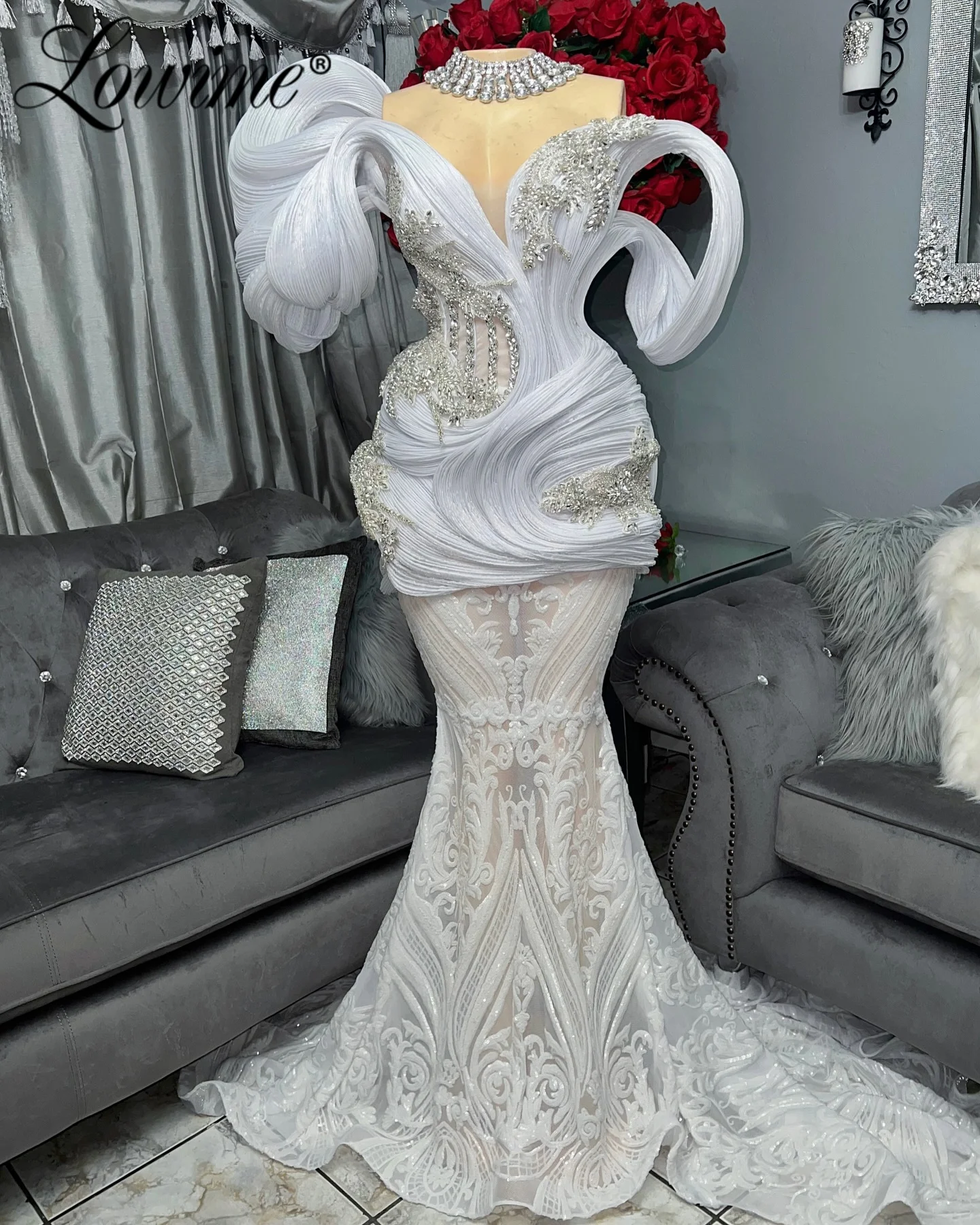 Gorgeous Off White Evening Dress African Mermaid Prom Dresses Off Shoulder Customized Crystals Celebrity Dresses Party Gowns
Gorgeous Off White Evening Dress African Mermaid Prom Dresses Off Shoulder Customized Crystals Celebrity Dresses Party Gowns