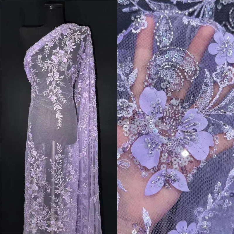Bead tube embroidery tray flower fabric three-dimensional heavy mesh for women's dress wedding
Bead tube embroidery tray flower fabric three-dimensional heavy mesh for women's dress wedding