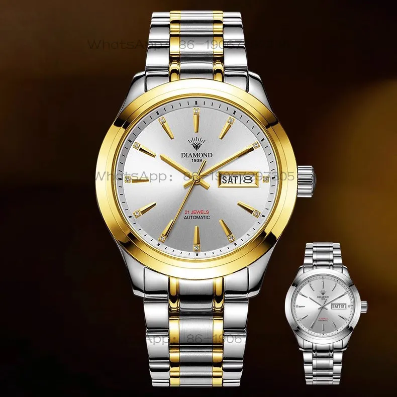 Shanghai Diamond Brand Men’s Fully Automatic Mechanical Watch Double Calendar Stainless Steel Business
Shanghai Diamond Brand Men’s Fully Automatic Mechanical Watch Double Calendar Stainless Steel Business