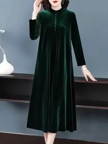 Year End Large Size Velvet Dress Long Over-Knee Mom Grand Lady Dress Casual Loose Fit Long Sleeve Autumn Winter Home Daily Wear
Year End Large Size Velvet Dress Long Over-Knee Mom Grand Lady Dress Casual Loose Fit Long Sleeve Autumn Winter Home Daily Wear