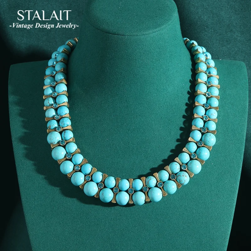 Bohemian Style Layer Blue Natural Stone Beaded Necklaces For Woman Chain Antique Jewelry Vintage Accessories Retro Outfits
Bohemian Style Layer Blue Natural Stone Beaded Necklaces For Woman Chain Antique Jewelry Vintage Accessories Retro Outfits