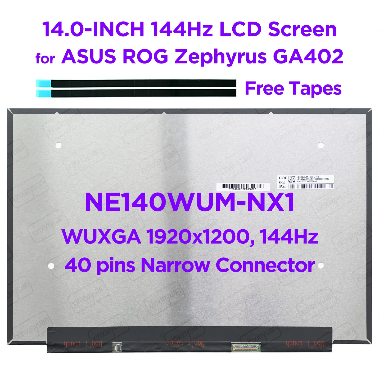14,0-дюймовый ЖК-экран для ноутбука 144 Гц NE140WUM-NX1 для ASUS ROG Zephyrus G14 GA402RJ GA402RK WUXGA1920X1200, 40 контактов
14,0-дюймовый ЖК-экран для ноутбука 144 Гц NE140WUM-NX1 для ASUS ROG Zephyrus G14 GA402RJ GA402RK WUXGA1920X1200, 40 контактов