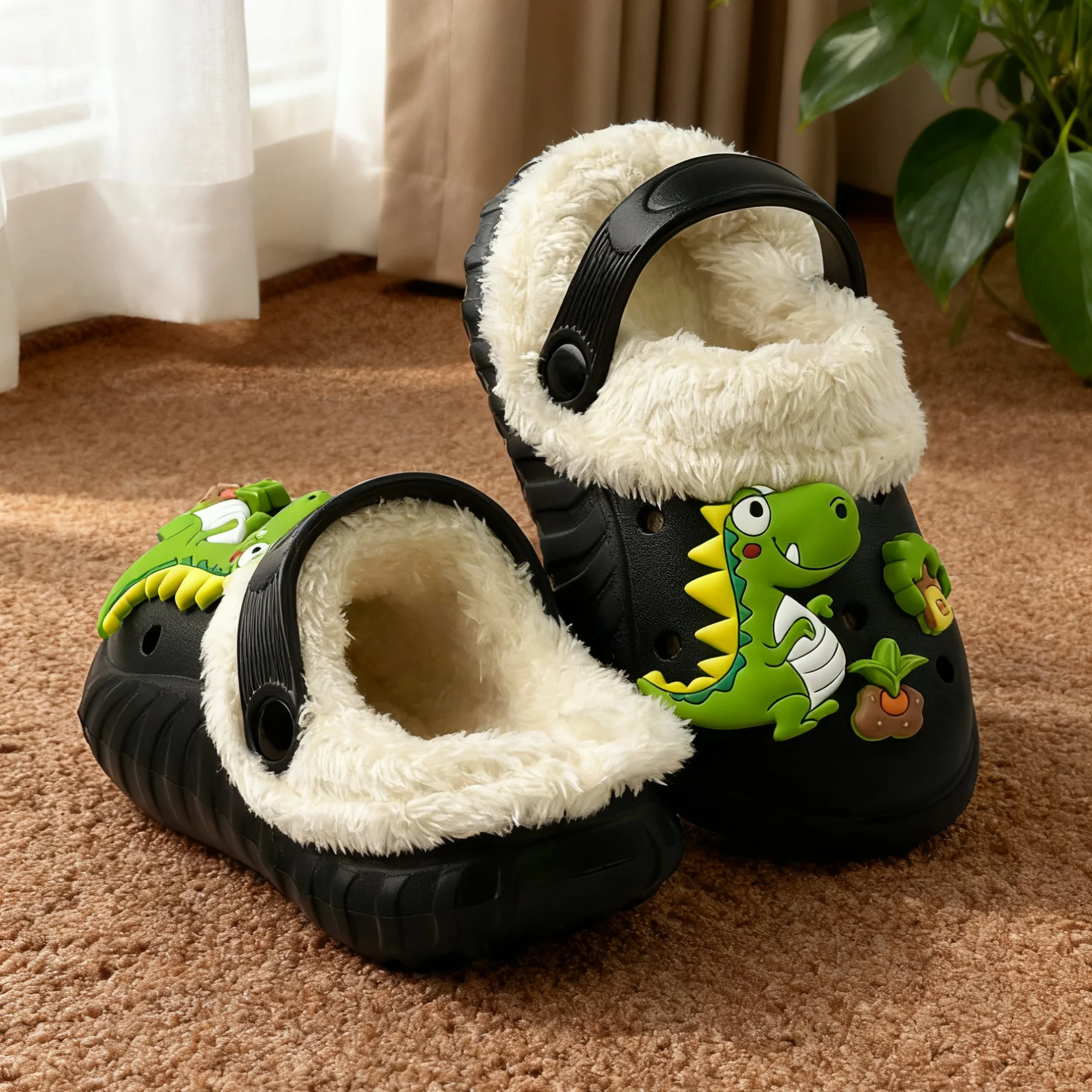 Милые плюшевые хлопковые туфли с защитой от запаха, новые популярные туфли с дырками, хлопковые тапочки, модные домашние хлопковые тапочки Тираннозавр Рекс 
Милые плюшевые хлопковые туфли с защитой от запаха, новые популярные туфли с дырками, хлопковые тапочки, модные домашние хлопковые тапочки Тираннозавр Рекс