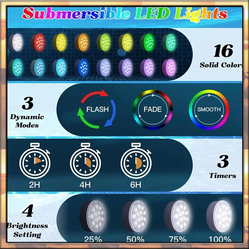 AS59 Rechargeable Submersible LED Pool Lights With Remote,Waterproof Floating Pond Light,Underwater Lights 
AS59 Rechargeable Submersible LED Pool Lights With Remote,Waterproof Floating Pond Light,Underwater Lights