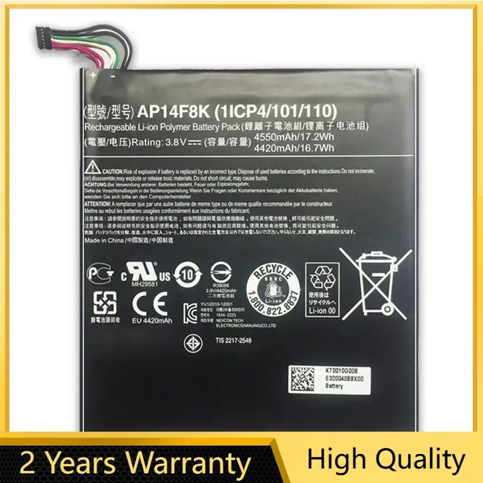 Tablet Battery For Acer Iconia Tab A1-850 B1-810 B1-820 B1-830 W1-810 4550mAh AP14F8K with Track Code
Tablet Battery For Acer Iconia Tab A1-850 B1-810 B1-820 B1-830 W1-810 4550mAh AP14F8K with Track Code