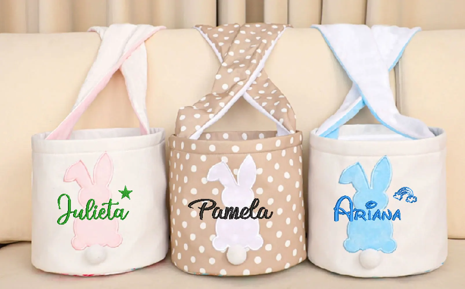 Personalized Easter Basket Pink Bunny Style For Children Storage Colorful Eggs 2025 Custom Name Knotted style Portable Tote Bag
Personalized Easter Basket Pink Bunny Style For Children Storage Colorful Eggs 2025 Custom Name Knotted style Portable Tote Bag