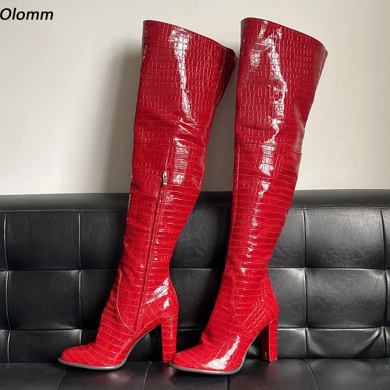 OLOMM Women Winter Over Knee Boots Stone Chunky Heels Side Zipper Round Toe Beautiful Red Yellow Dress Shoes Ladies US Size 5-20
OLOMM Women Winter Over Knee Boots Stone Chunky Heels Side Zipper Round Toe Beautiful Red Yellow Dress Shoes Ladies US Size 5-20