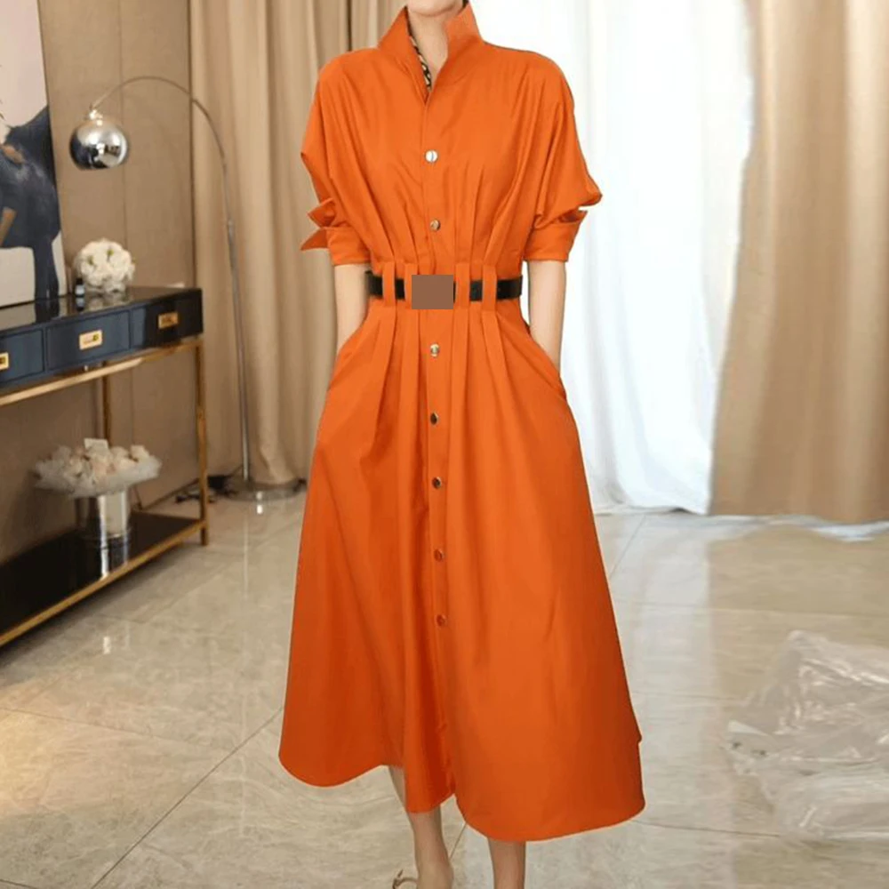 New French romantic high-end high-waisted dress fashionable Korean waist thin versatile shirt long dress
New French romantic high-end high-waisted dress fashionable Korean waist thin versatile shirt long dress