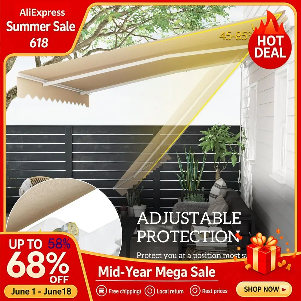 13x8 Retractable Awning, Patio Awnings, Sunshade Shelter w Manual Crank Handle, UV amp WaterResistant Fabric and Aluminum,Custom
13x8 Retractable Awning, Patio Awnings, Sunshade Shelter w Manual Crank Handle, UV amp WaterResistant Fabric and Aluminum,Custom