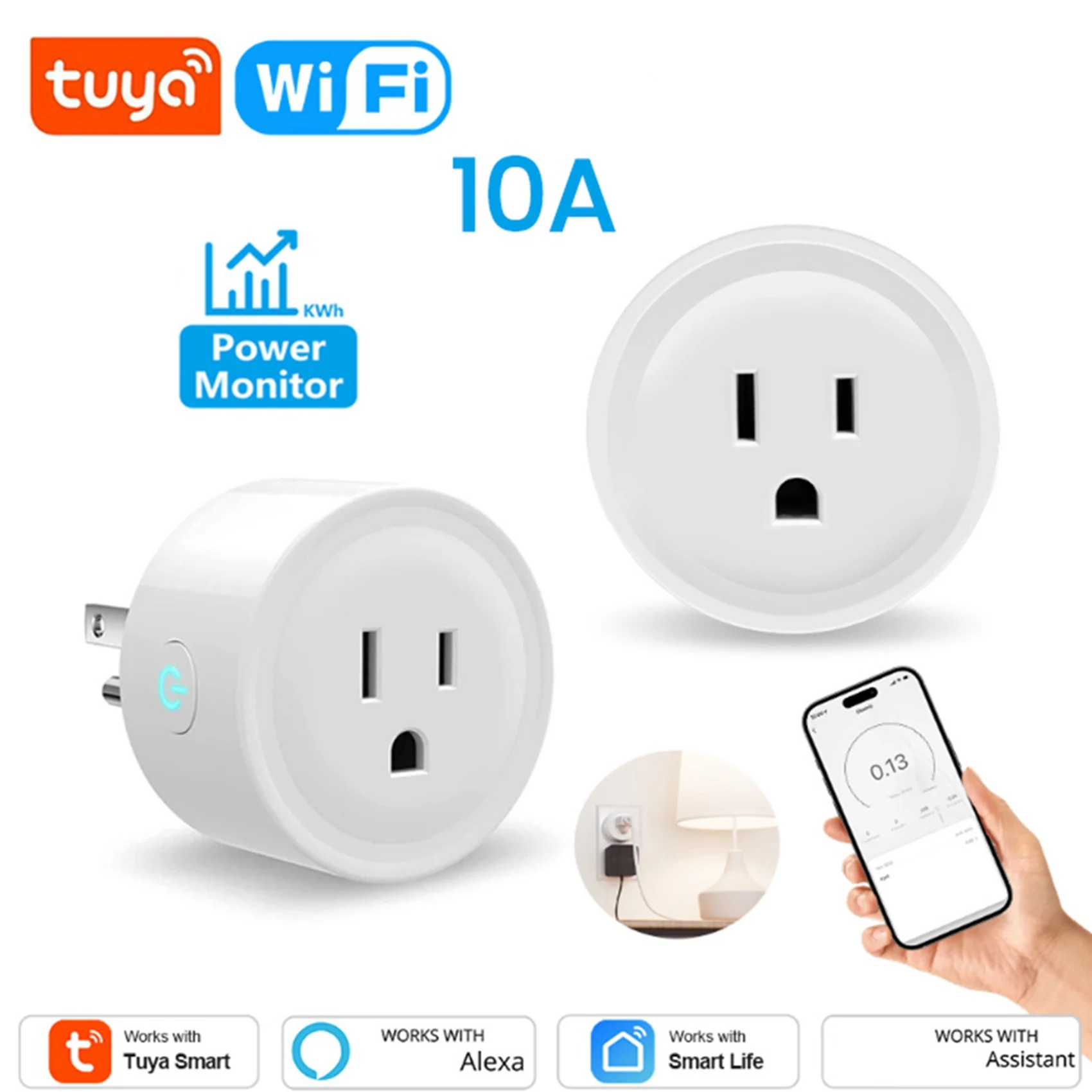 Умная Wi-Fi розетка ABBN-2X TUYA 10A с функцией мониторинга энергопотребления, таймером и голосовым управлением, работает с вилкой стандарта США
Умная Wi-Fi розетка ABBN-2X TUYA 10A с функцией мониторинга энергопотребления, таймером и голосовым управлением, работает с вилкой стандарта США