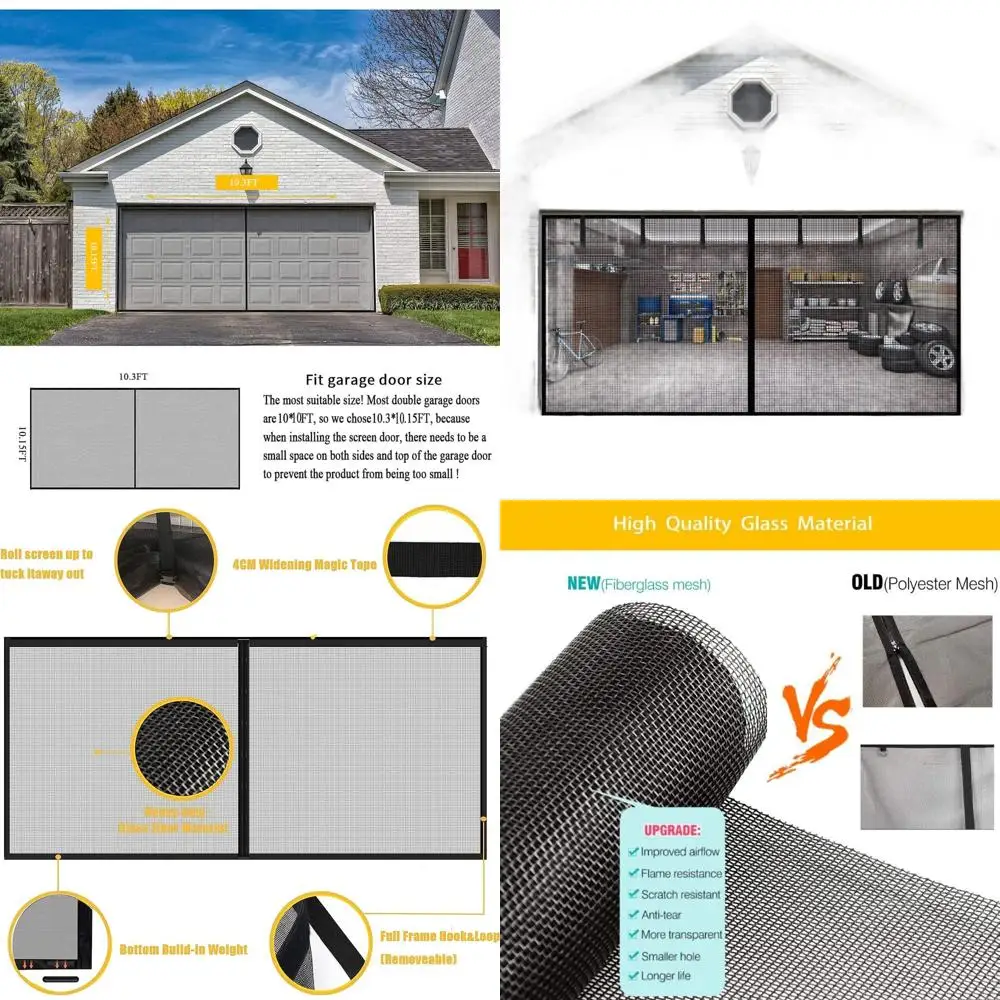 Экран гаражных ворот 10x10 футов — усиленное стекловолокно с мощными магнитами для 1 автомобильного гаража
Экран гаражных ворот 10x10 футов — усиленное стекловолокно с мощными магнитами для 1 автомобильного гаража