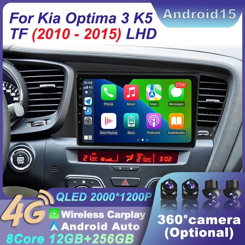 Carplay Multimedia Video Android 15 Player Stereo Player WiFi Auto Car Radio For Kia Optima 3 K5 TF 2010-2015 LHD Navigation GPS
Carplay Multimedia Video Android 15 Player Stereo Player WiFi Auto Car Radio For Kia Optima 3 K5 TF 2010-2015 LHD Navigation GPS