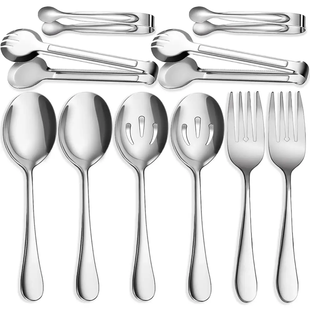 10 Pcs Stainl Steel Serving Utensils, Large Serving Spoons Slotted Spoons, Serving Forks, Serving Tongs, Ice Suger Tongs, Metal
10 Pcs Stainl Steel Serving Utensils, Large Serving Spoons Slotted Spoons, Serving Forks, Serving Tongs, Ice Suger Tongs, Metal