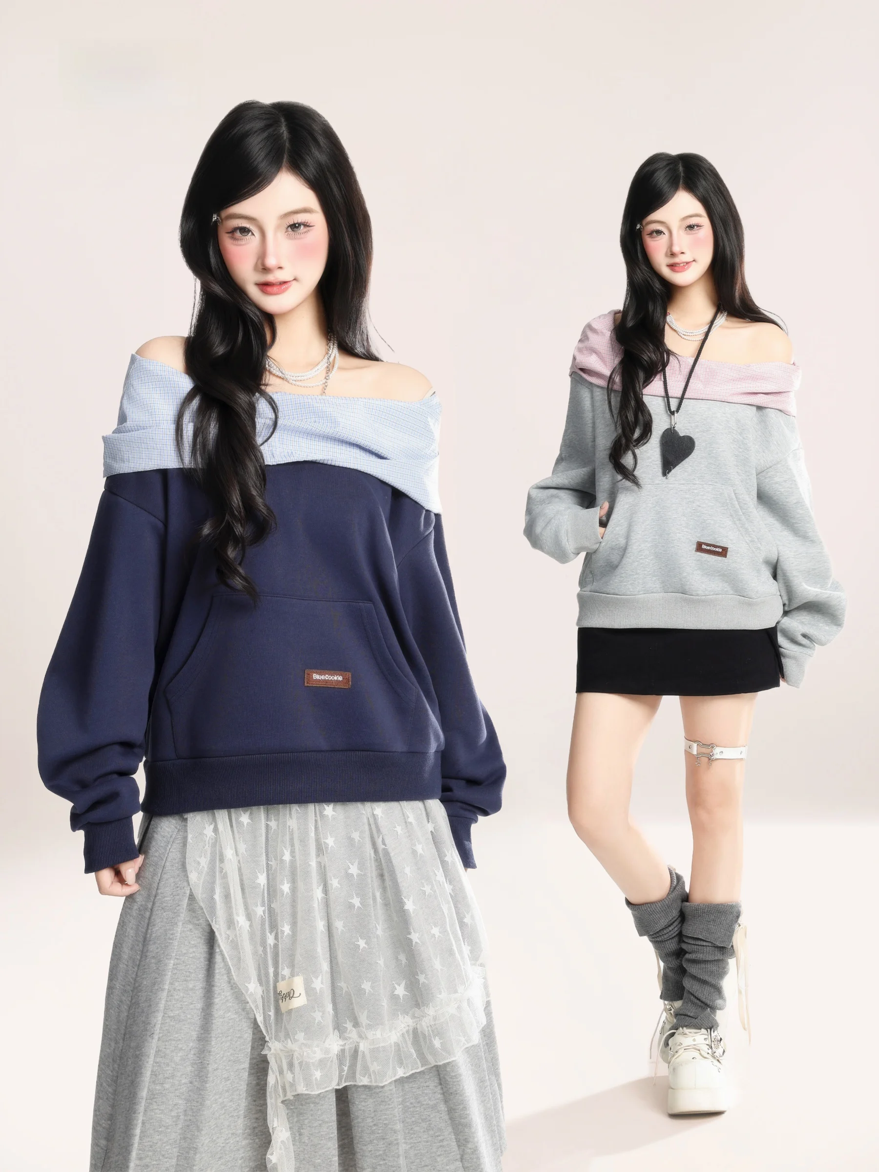 Свободный корейский свитшот в клетку с открытым плечом для женщин, весенний, приталенный, универсальный, для повседневной носки
Свободный корейский свитшот в клетку с открытым плечом для женщин, весенний, приталенный, универсальный, для повседневной носки