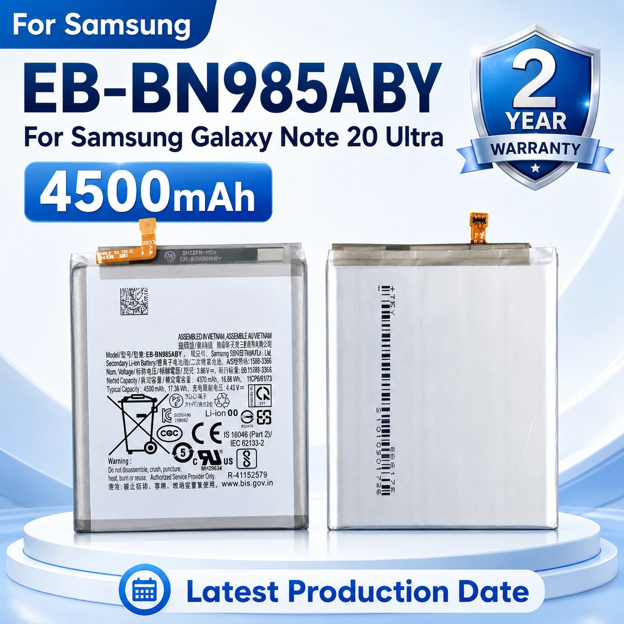 4500mAh High Capacity Replacement Battery For Samsung Galaxy Note20 Ultra Brand New Mobile Phone Battery
4500mAh High Capacity Replacement Battery For Samsung Galaxy Note20 Ultra Brand New Mobile Phone Battery