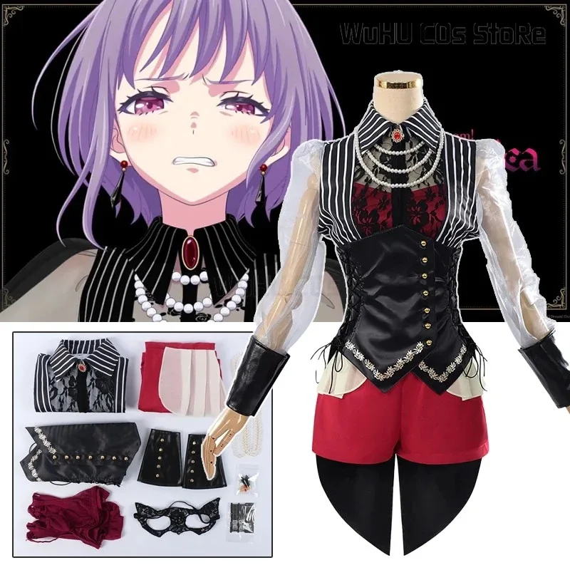 BanG Dream!! Ave Mujica Yūtenji Amoris Cosplay Costume Coat Shirt Mask Necklace Socks Set Wig Halloween Fashion Woman Uniformv;2
