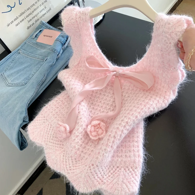 Корейский вязаный жилет-топ с драпировкой и узлом для женщин, осенне-зимняя верхняя одежда, мягкая ткань из реген-волокна
Корейский вязаный жилет-топ с драпировкой и узлом для женщин, осенне-зимняя верхняя одежда, мягкая ткань из реген-волокна