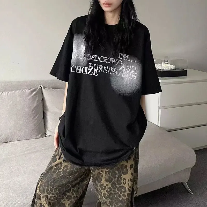 Streetwear American Printed Letter Pullovers Female Clothing Short Sleeve Summer Casual O-Neck Vintage Stylish Loose T-shirts
Streetwear American Printed Letter Pullovers Female Clothing Short Sleeve Summer Casual O-Neck Vintage Stylish Loose T-shirts