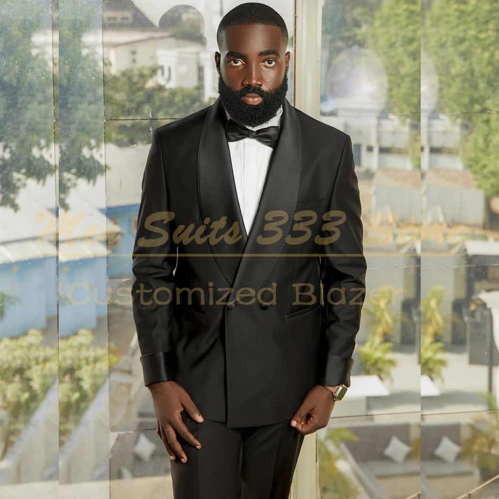 Luxury Black Men's Suits Fashion Double Breasted Shawl Lapel Slim Fit 2 Piece Jacket Pants Outfits High Quality Wedding Terno
Luxury Black Men's Suits Fashion Double Breasted Shawl Lapel Slim Fit 2 Piece Jacket Pants Outfits High Quality Wedding Terno