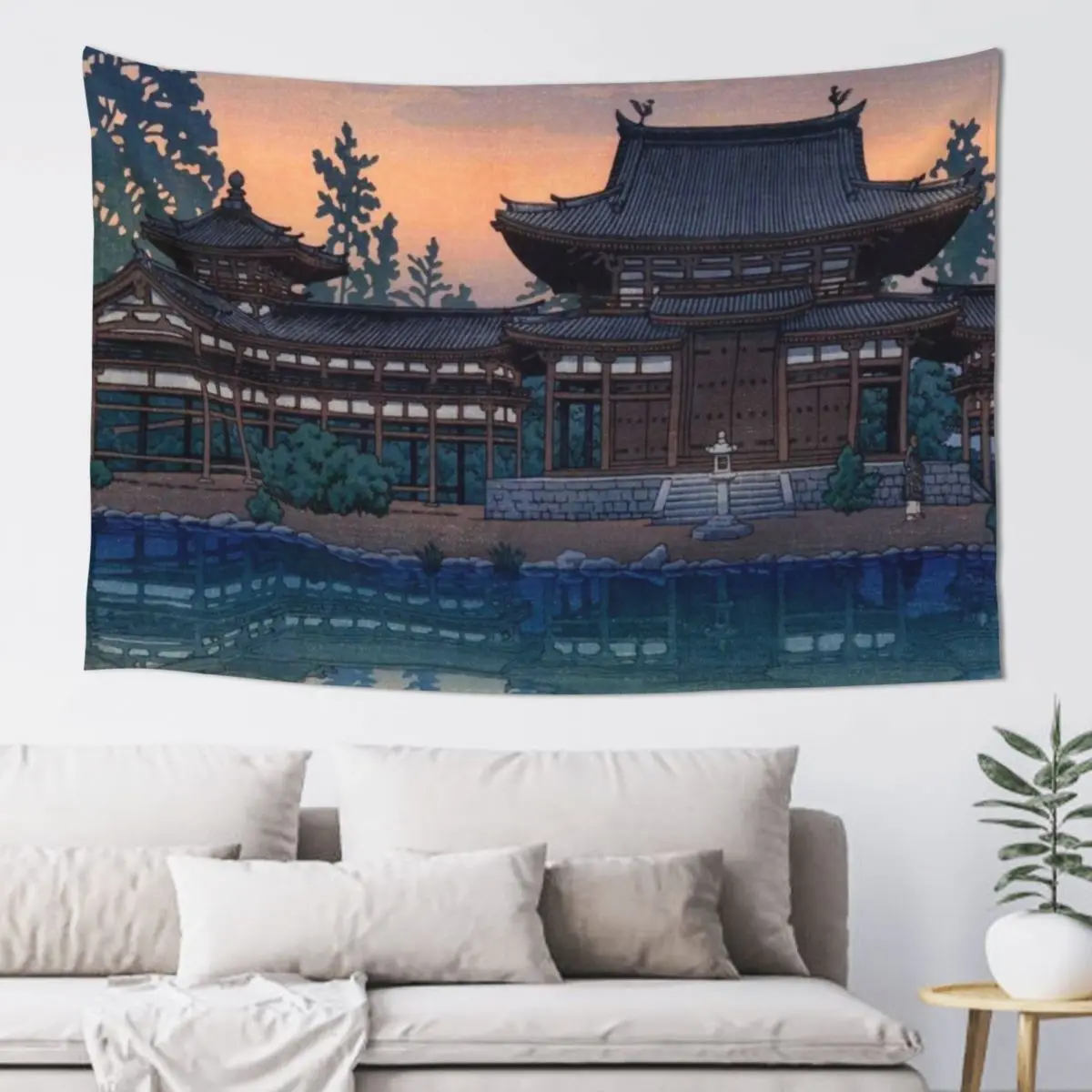 Dusk at Byodo Temple (Byodoin no yu) by Kawase Hasui Vintage Woodblock Print East Asian Oriental Cultural Antique Tapestry
Dusk at Byodo Temple (Byodoin no yu) by Kawase Hasui Vintage Woodblock Print East Asian Oriental Cultural Antique Tapestry