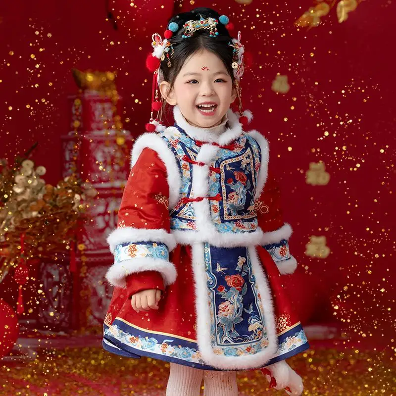 Girls Chinese New Year clothes Lolita Chinese New Year thickened red children's festive one-year-old girl Hanfu
Girls Chinese New Year clothes Lolita Chinese New Year thickened red children's festive one-year-old girl Hanfu