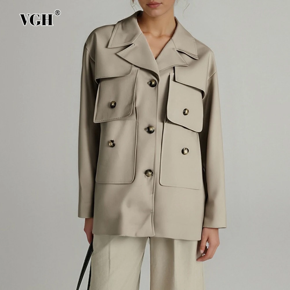 VGH однотонные повседневные свободные куртки со сращенными карманами для женщин, осенняя темпераментная куртка с лацканами и длинными рукавами, женская модная новинка
VGH однотонные повседневные свободные куртки со сращенными карманами для женщин, осенняя темпераментная куртка с лацканами и длинными рукавами, женская модная новинка