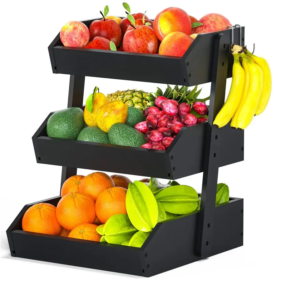 Bamboo Fruit Basket for Kitchen 3 Tier Fruit Bowl For Kitchen Counter, Large Fruit Holder With 2 Banana Hangers, Idea For Fruit
Bamboo Fruit Basket for Kitchen 3 Tier Fruit Bowl For Kitchen Counter, Large Fruit Holder With 2 Banana Hangers, Idea For Fruit