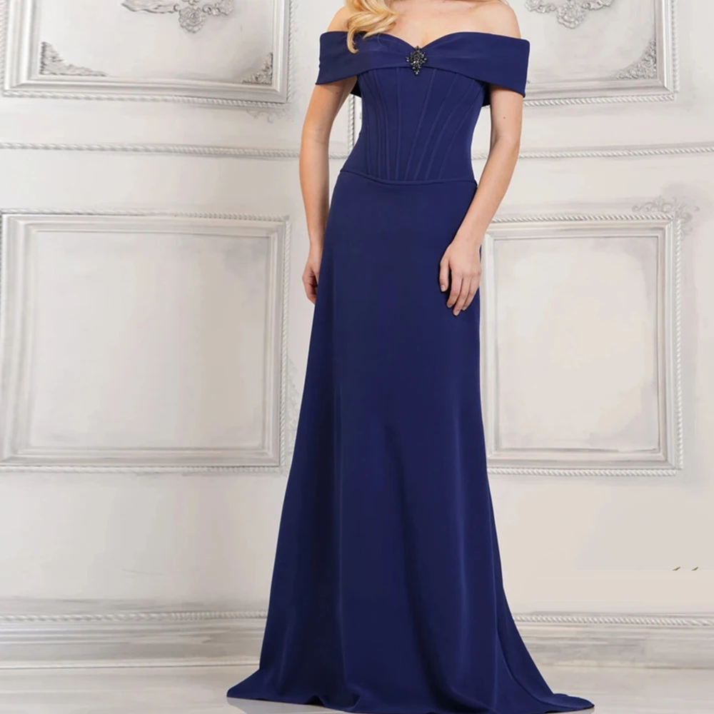 Sweep Train Floor Length Solid Color Off the Shoulder Sleeveless Bones Straight Crystal Jersey
Sweep Train Floor Length Solid Color Off the Shoulder Sleeveless Bones Straight Crystal Jersey