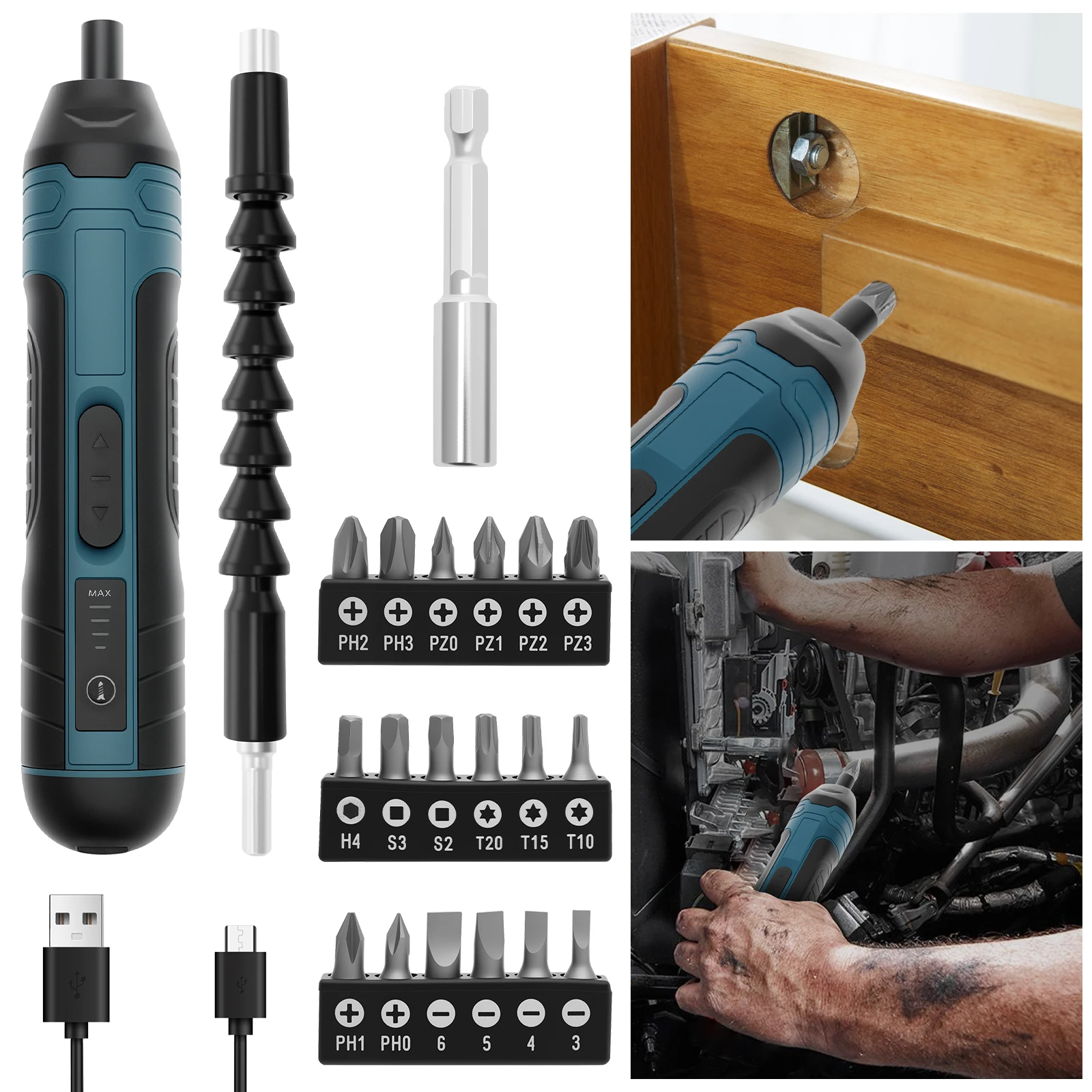 Electric screwdriver 0.15/1.3N. M dual-mode torque with 20 attachments Ergonomic design is easy to use Portable maintenance tool
Electric screwdriver 0.15/1.3N. M dual-mode torque with 20 attachments Ergonomic design is easy to use Portable maintenance tool