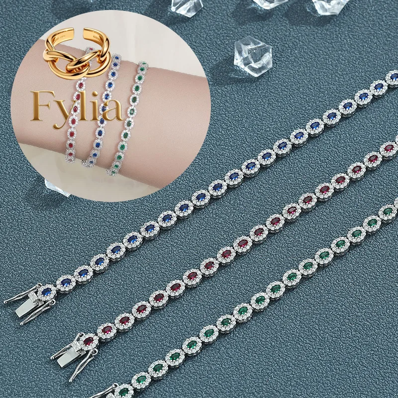 Fylia Jewelry Luxury Solid Platinum PT950 Women's Red Blue Green Moissanite Diamond Bracelet Rob Tennis Bracelet
Fylia Jewelry Luxury Solid Platinum PT950 Women's Red Blue Green Moissanite Diamond Bracelet Rob Tennis Bracelet
