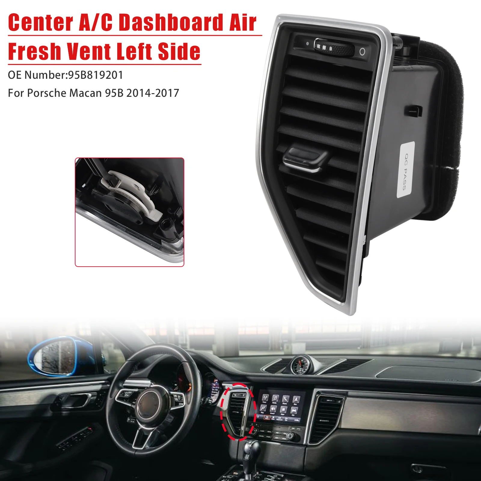 Artudatech Front Left Middle AC Vent Grille 95B819201 For Porsche Macan 2014 2015 2016 2017
Artudatech Front Left Middle AC Vent Grille 95B819201 For Porsche Macan 2014 2015 2016 2017