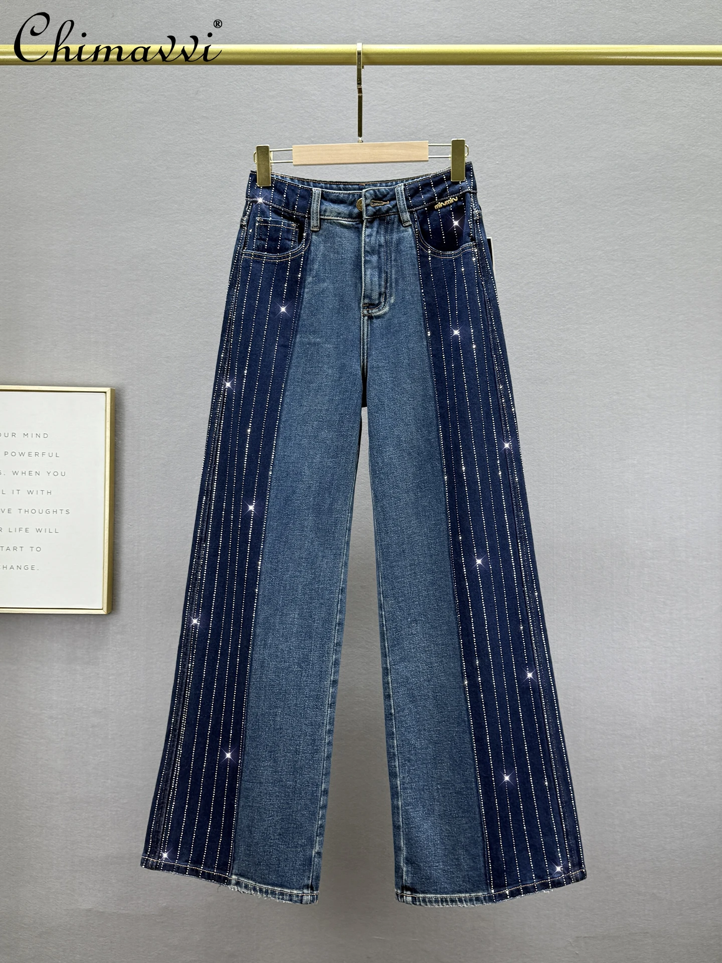Heavy Rhinestone Denim Wide-leg Pants Women Fashion 2025 Autumn New High-waisted Loose Slim European Style Floor-length Jeans
Heavy Rhinestone Denim Wide-leg Pants Women Fashion 2025 Autumn New High-waisted Loose Slim European Style Floor-length Jeans