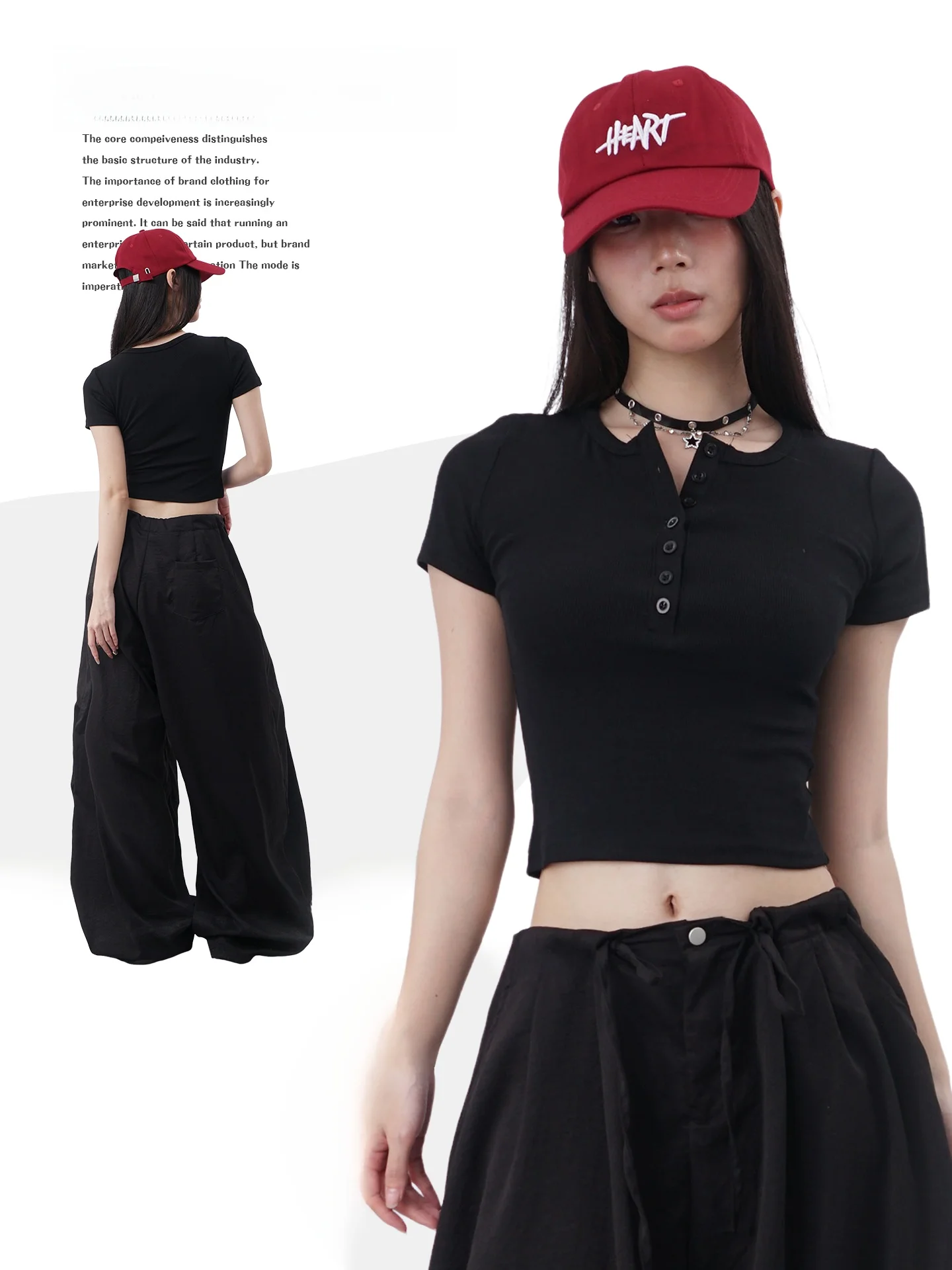 Black Half Open Collar Short Sleeve T-Shirt Women's Slim Fit Belly Show Summer New Style American Hot Girl Elastic Top
Black Half Open Collar Short Sleeve T-Shirt Women's Slim Fit Belly Show Summer New Style American Hot Girl Elastic Top