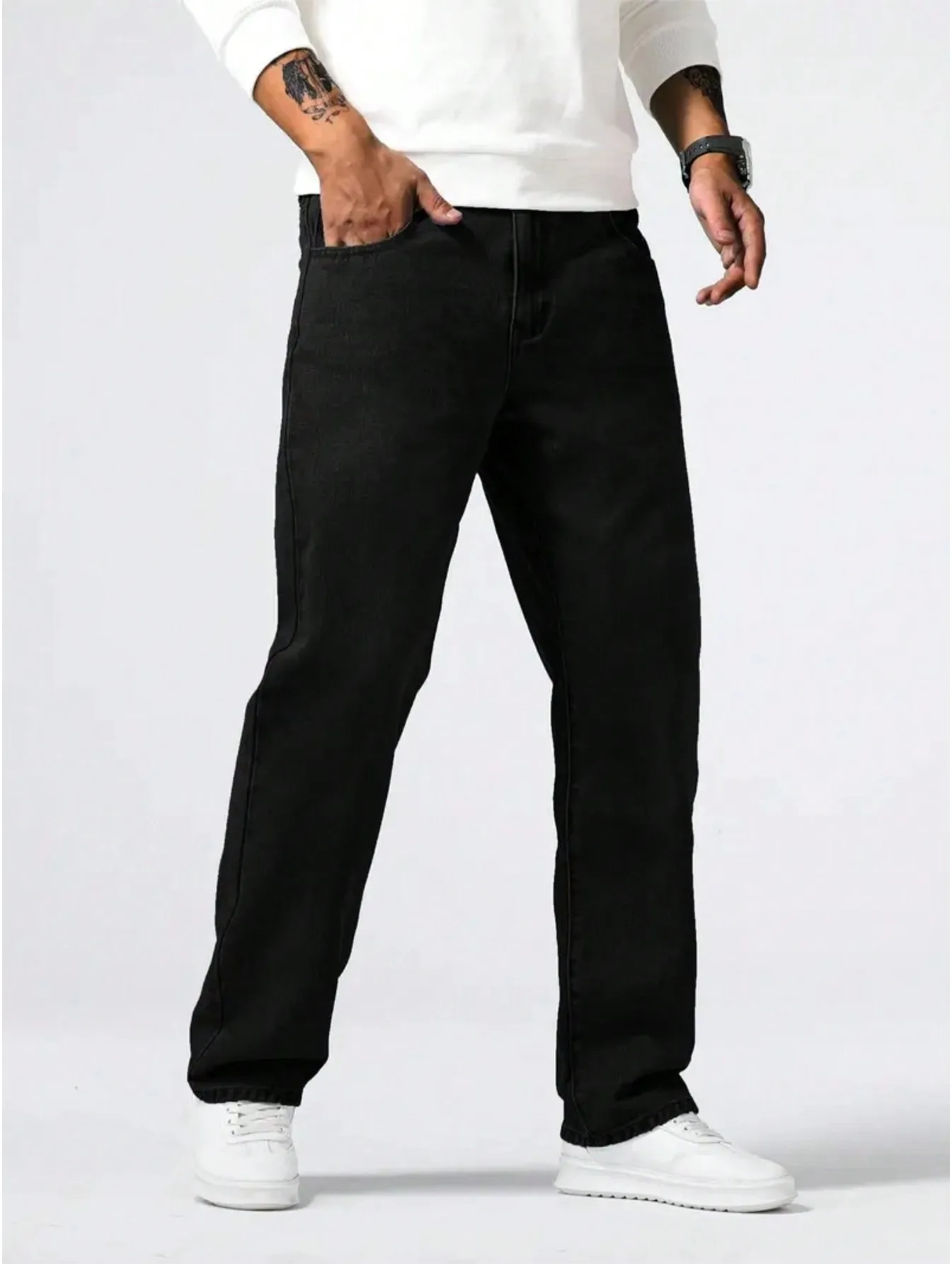 1pc Men's Black Street Style Comfortable Casual Jeans, Spring & Summer, Suitable For City Walking & Outdoor Activities
1pc Men's Black Street Style Comfortable Casual Jeans, Spring & Summer, Suitable For City Walking & Outdoor Activities