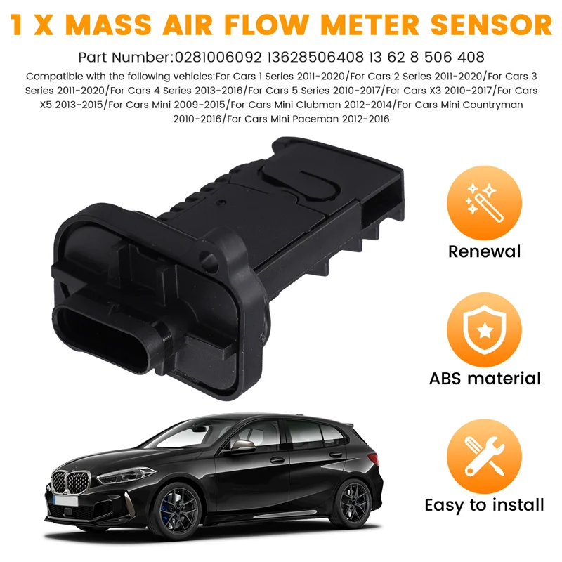 0281006092 Автомобильный датчик массового расхода воздуха MAF для BMW 1' 2' 3' 4' 5' X3 X5 Mini Clubman Countryman 2009-2020
0281006092 Автомобильный датчик массового расхода воздуха MAF для BMW 1' 2' 3' 4' 5' X3 X5 Mini Clubman Countryman 2009-2020