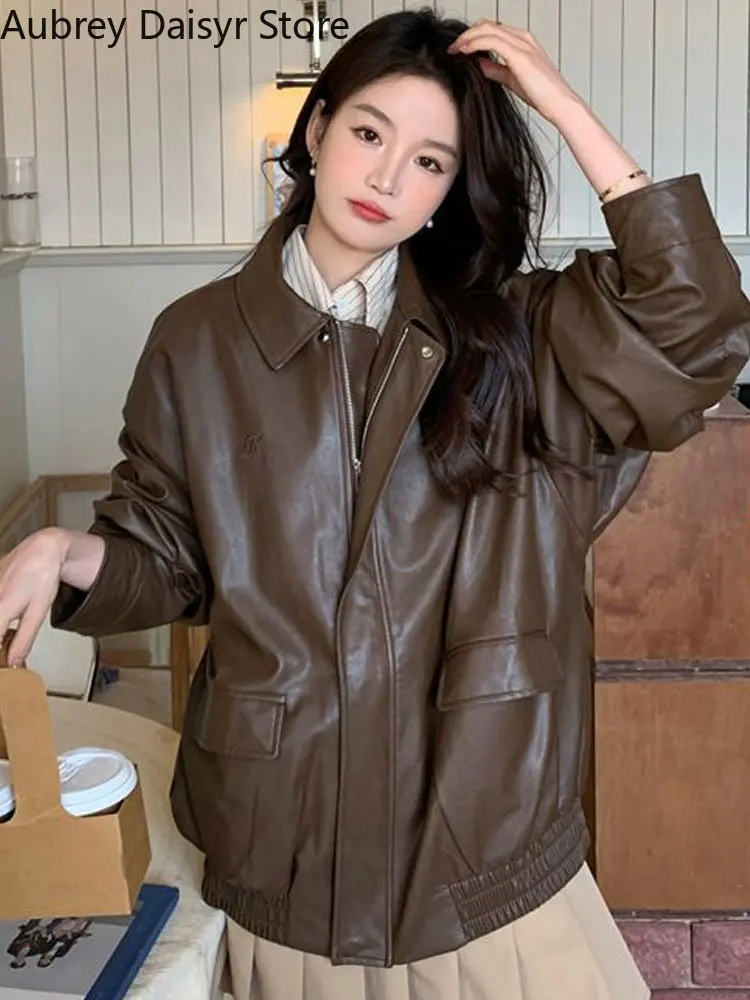 Punk Loose Leather Jacket Women Streetwear Vintage Biker Zipper Leather Jacket Fashion Trend Harajuku Casual Faux Leather Coat
Punk Loose Leather Jacket Women Streetwear Vintage Biker Zipper Leather Jacket Fashion Trend Harajuku Casual Faux Leather Coat