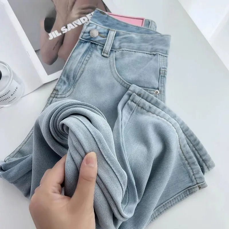 High-waisted slim-fit thin straight-leg jeans for women, drapey, petite-friendly, wide-leg, slimming, floor-length pants
High-waisted slim-fit thin straight-leg jeans for women, drapey, petite-friendly, wide-leg, slimming, floor-length pants