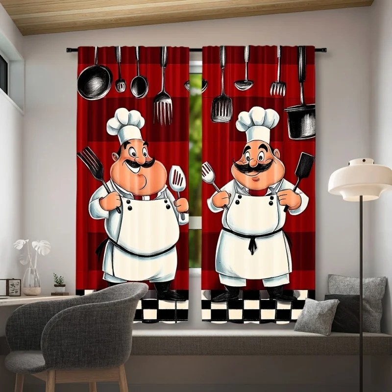 VIKAMA Red Black Buffalo Check Chef-Themed Kitchen Curtain Set for Bedrooms And Living Rooms
VIKAMA Red Black Buffalo Check Chef-Themed Kitchen Curtain Set for Bedrooms And Living Rooms