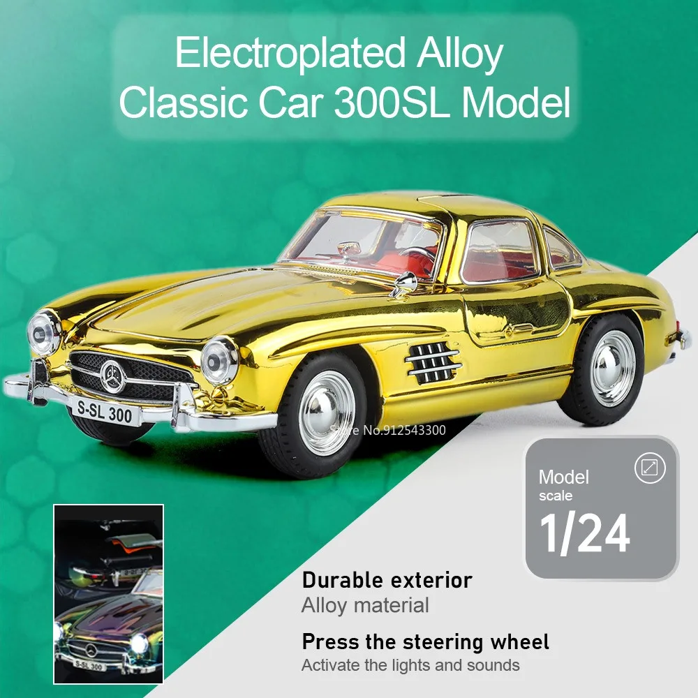 1:24 300SL Electroplated Cola Version Car Model Toy Sound Light Models Front Wheel Steer Shock Absorption Cars Home Decoration
1:24 300SL Electroplated Cola Version Car Model Toy Sound Light Models Front Wheel Steer Shock Absorption Cars Home Decoration