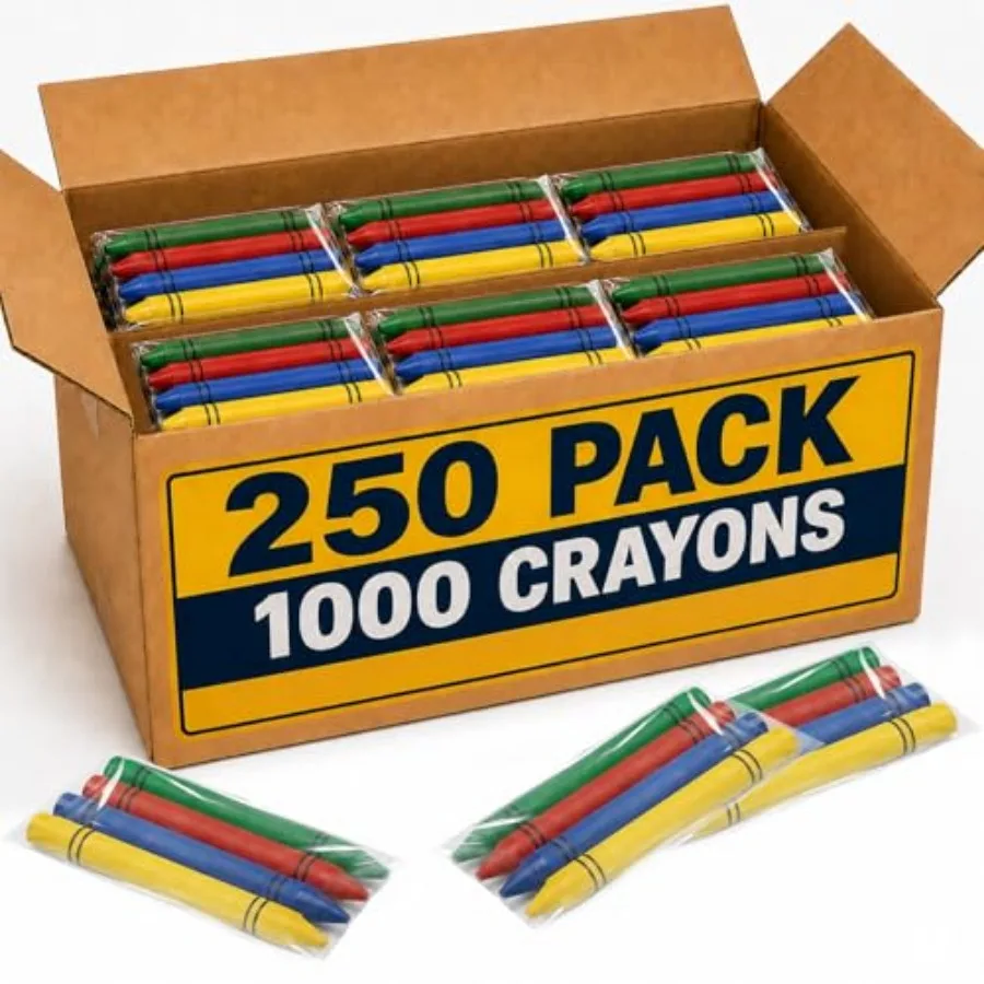 Crayons Bulk, Sets of 4 1000 Count,Party Favor Crayons, Set of 4 Vibrant Colors, Non-Toxic, Individually Wrapped, Bulk Set for
Crayons Bulk, Sets of 4 1000 Count,Party Favor Crayons, Set of 4 Vibrant Colors, Non-Toxic, Individually Wrapped, Bulk Set for