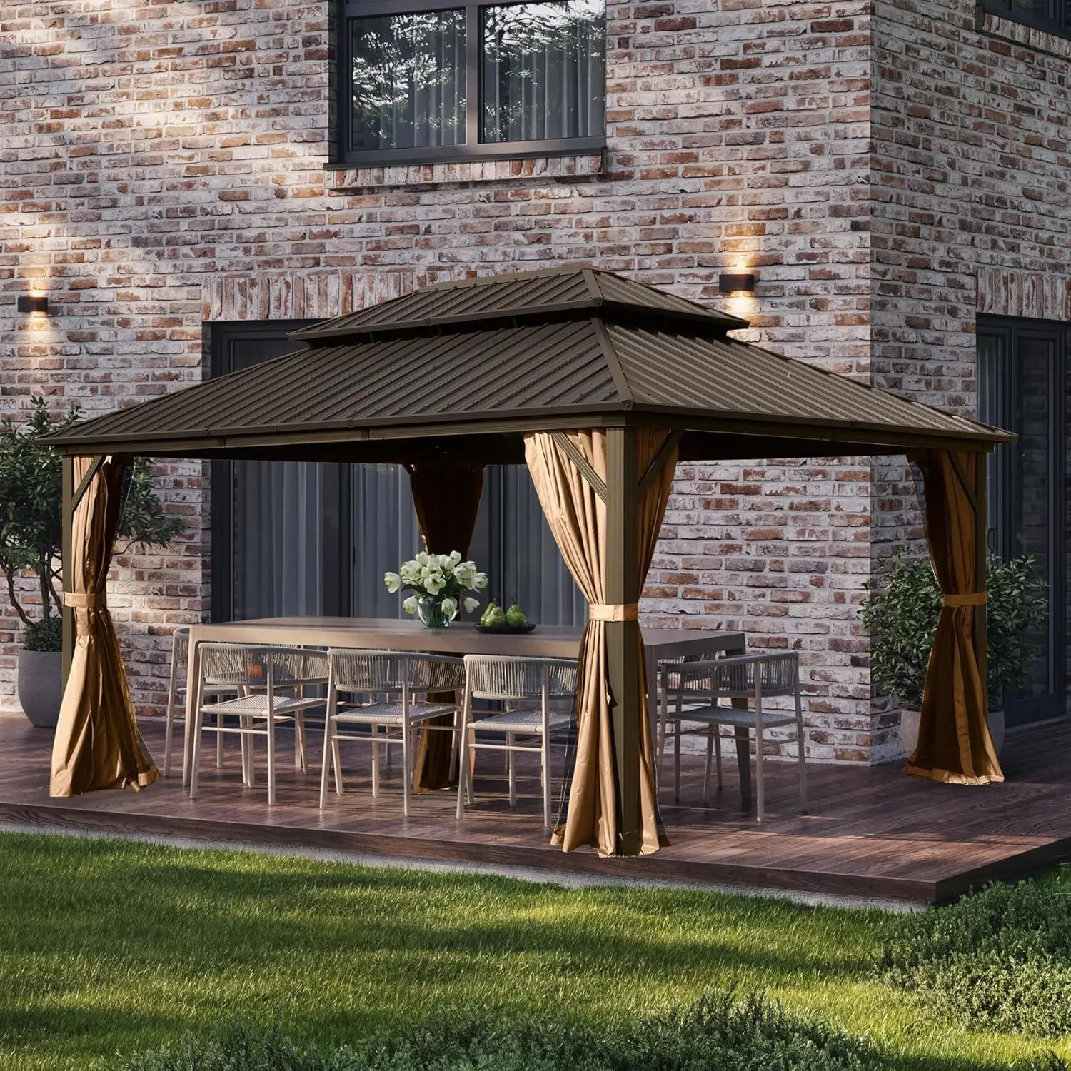 10x14 Hardtop Gazebo Galvanized Steel Double Roof Curtains & Netting Heavy Duty Patio Garden, Customized
10x14 Hardtop Gazebo Galvanized Steel Double Roof Curtains & Netting Heavy Duty Patio Garden, Customized