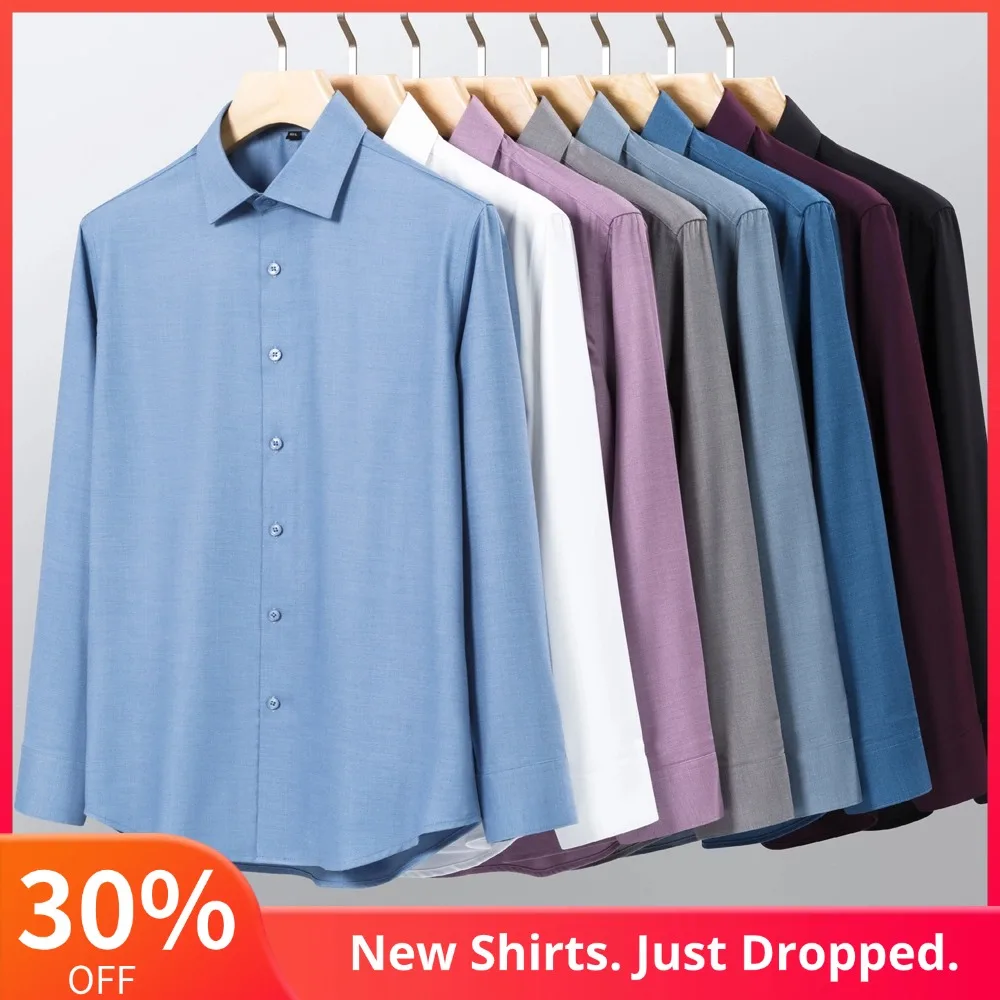 Men's Solid Color Spread Collar Long Sleeve Modal Wool Dress Shirts - Pocketless Soft Comfortable Fall/Winter Casual Menswear 
Men's Solid Color Spread Collar Long Sleeve Modal Wool Dress Shirts - Pocketless Soft Comfortable Fall/Winter Casual Menswear