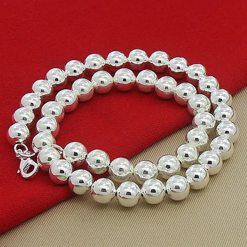 925 Sterling Silver 10mm Hollow smooth bead ball beaded Necklace For Women Men Engagement Wedding Fashion Charm Jewelry 
925 Sterling Silver 10mm Hollow smooth bead ball beaded Necklace For Women Men Engagement Wedding Fashion Charm Jewelry