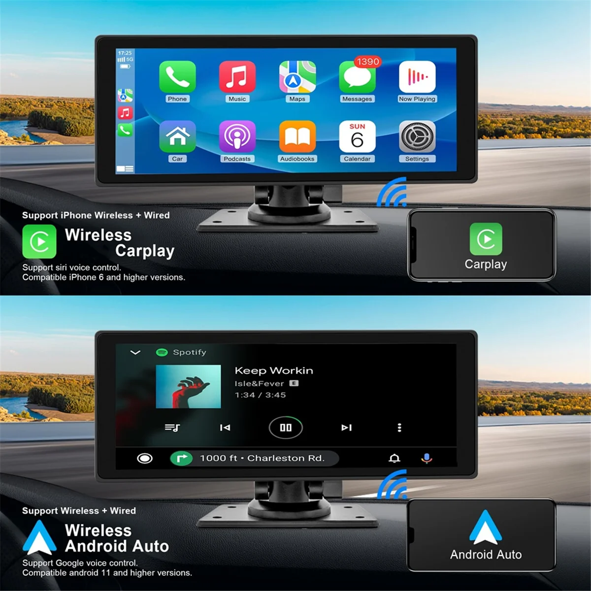 Портативная беспроводная автомобильная стереосистема ZIZI Carplay с видеорегистратором — 10,26-дюймовый HD IPS-экран, Android Auto, резервная камера 1080P, Bluetooth
Портативная беспроводная автомобильная стереосистема ZIZI Carplay с видеорегистратором — 10,26-дюймовый HD IPS-экран, Android Auto, резервная камера 1080P, Bluetooth