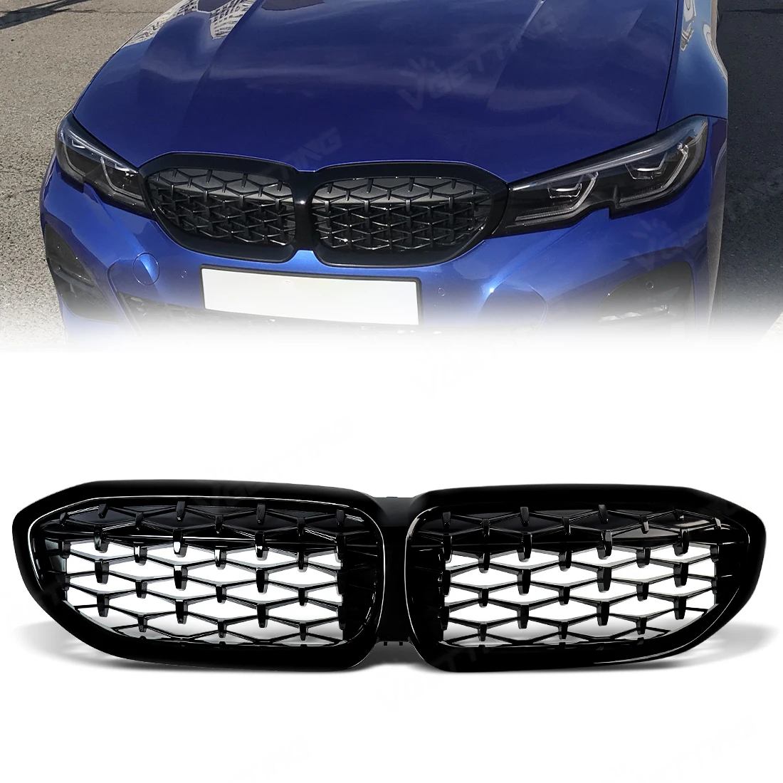 Решетка радиатора (ноздри) для BMW 3-й серии G20 G21 2019-2021 318i 320i 320d 330i 340i 340d M Sport, стиль «черные бриллианты»
Решетка радиатора (ноздри) для BMW 3-й серии G20 G21 2019-2021 318i 320i 320d 330i 340i 340d M Sport, стиль «черные бриллианты»