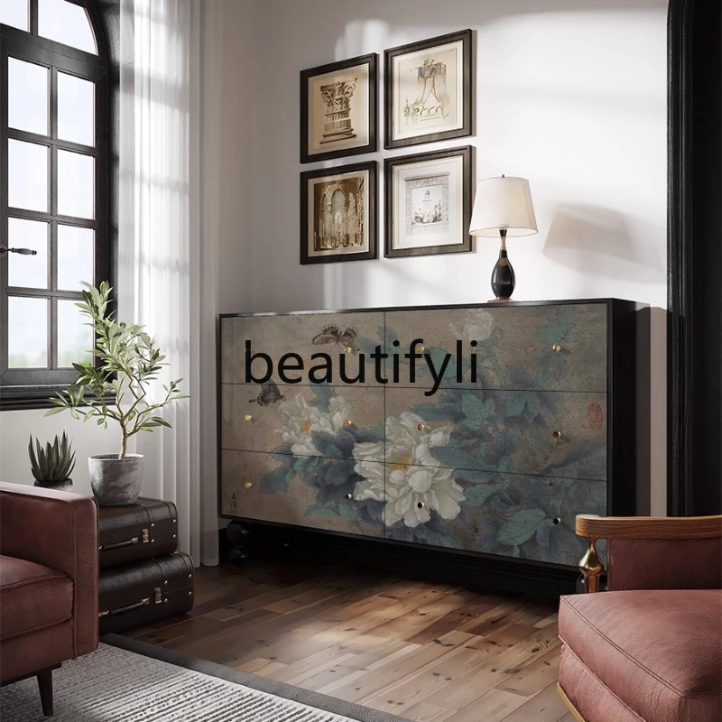 New Chinese Style Living Room Six-Drawer Cabinet Bedroom Bedside Storage Home Storage Solid Wood Entryway Cabinet 
New Chinese Style Living Room Six-Drawer Cabinet Bedroom Bedside Storage Home Storage Solid Wood Entryway Cabinet