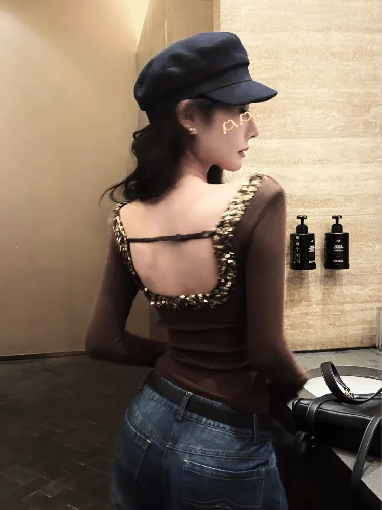 Sexy Spicy Girl Backless Large U-Neck Glitter Slimming Top Base Shirt Inner Wear Commute Style Korean Version GZL20265240
Sexy Spicy Girl Backless Large U-Neck Glitter Slimming Top Base Shirt Inner Wear Commute Style Korean Version GZL20265240