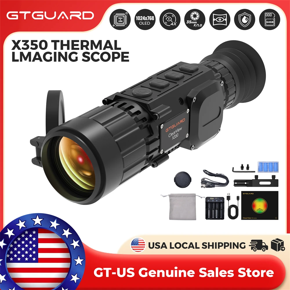 GTGUARD ClearView X350 Night Vision Monocular 4X Digital Zoom Thermal Imageing Sight Scope 28mm lens 45mk IP65 Camera for Hunting
GTGUARD ClearView X350 Night Vision Monocular 4X Digital Zoom Thermal Imageing Sight Scope 28mm lens 45mk IP65 Camera for Hunting